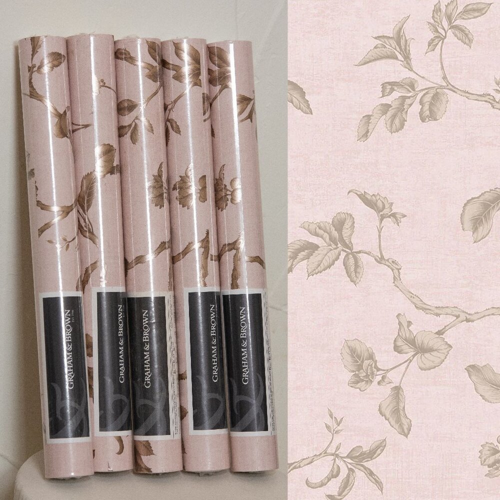 Graham & Brown Twining Bronze & Blush Leaves Trees Removable Wallpaper - 3 rolls